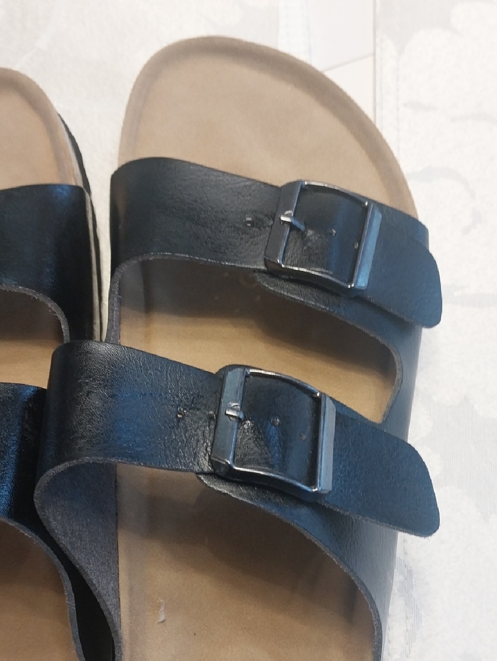 Madden Girl NWOT Brando Slide-on Sandals Size 10 Black Birken-Style Double Strap - Picture 7 of 10